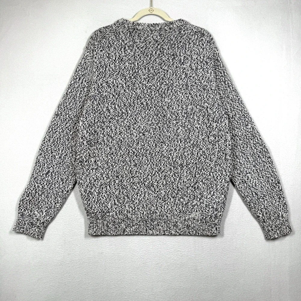 J Crew Sweater Mens Large Marled Cotton Crewneck Pullover Chunky Knit Fisherman